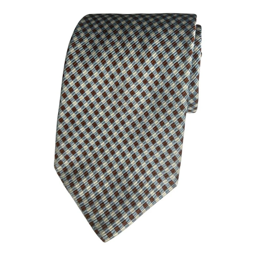 Bettini - silk Classic Checkered Tie in Brown and White